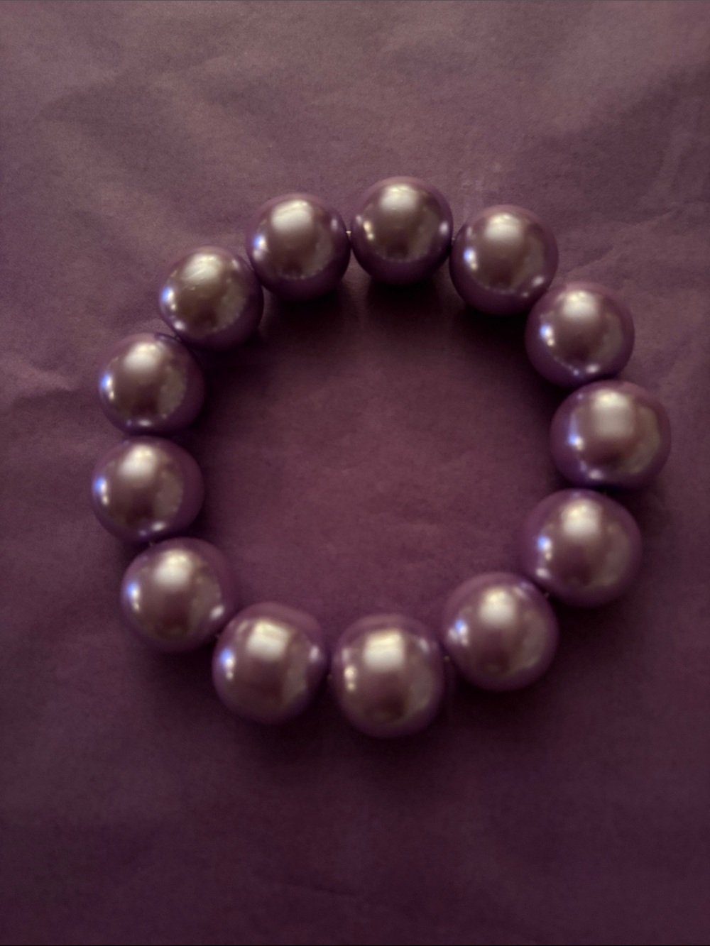 Elegant Glossy Purple Pearl Stretch Bracelet - Women Jewelry
